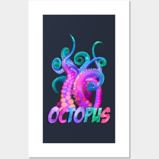 Neon Octopus Posters and Art